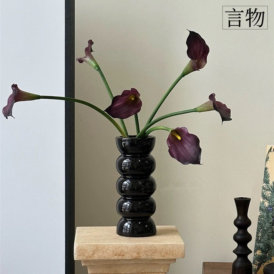 陶瓷花瓶高階感中古紅色復古侘寂水培花器擺件ins風高顏值插花瓶
