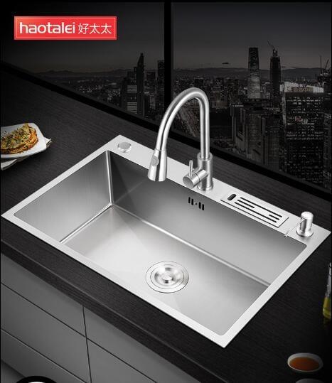 德國好太太水槽單槽 廚房洗菜盆304不銹鋼洗碗槽家用手工洗碗池