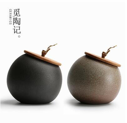 茶葉罐陶瓷密封罐粗陶大小號家用儲物罐通用防潮創意禮盒包裝定製