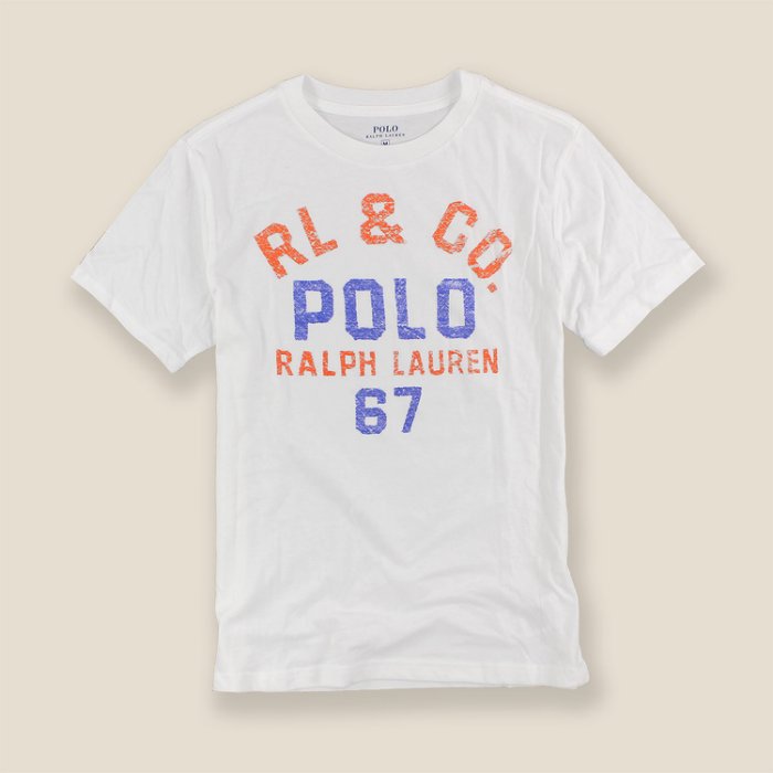 美國百分百【全新真品】Ralph Lauren T恤 RL 短袖 T-shirt Polo 大馬 印圖 白色 XXS XS號青年版 I098