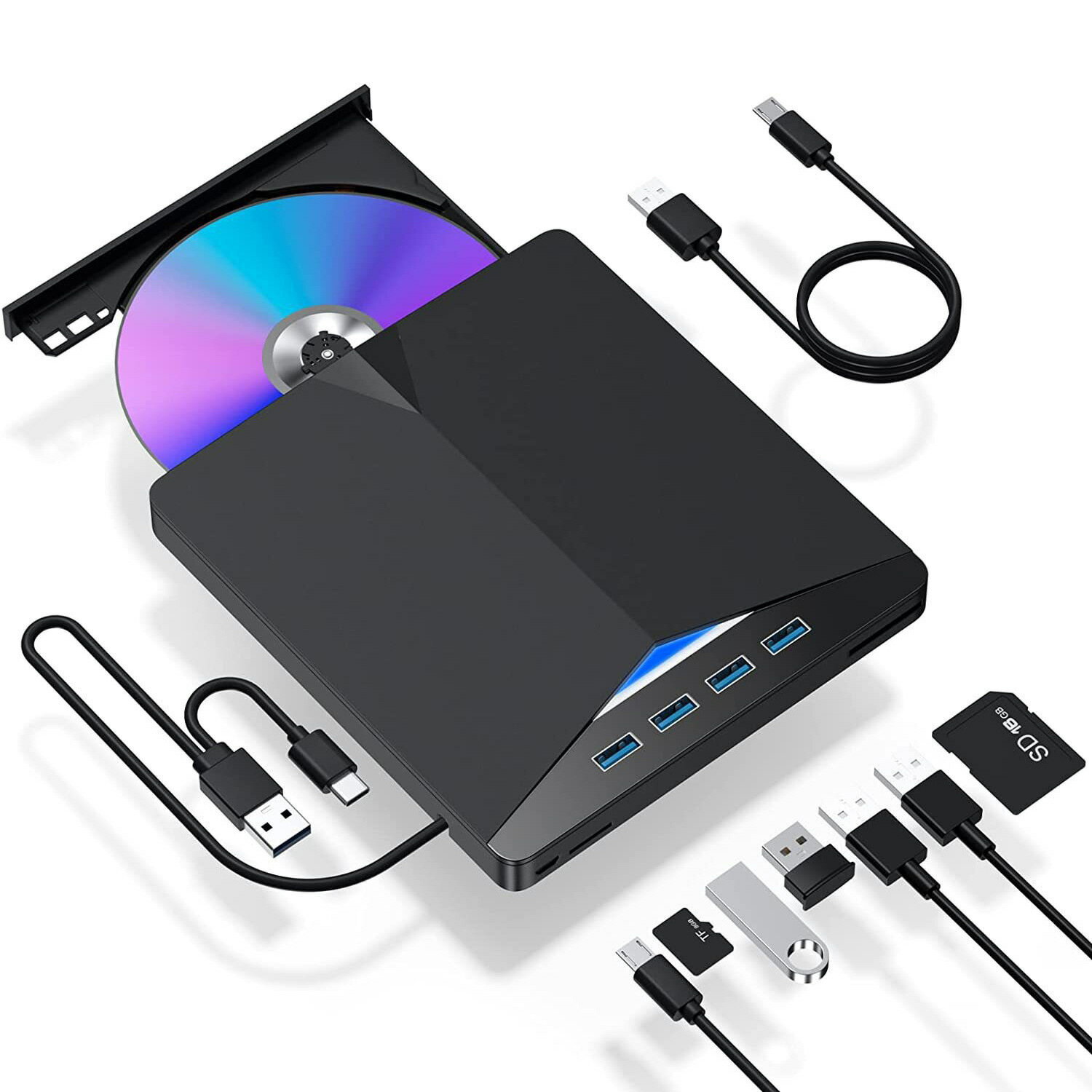 七合一多功能刻錄機Type C USB3.0外接移動光碟機CD/DVD RW外接電腦【宜家良品百貨】