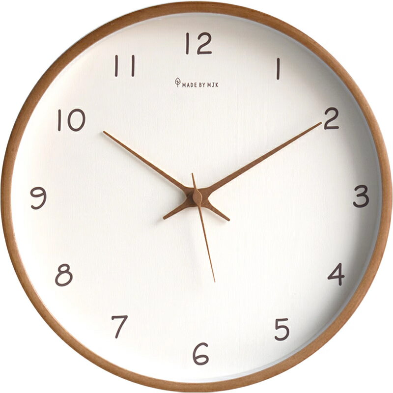 現代簡約鐘錶實木掛鐘客廳家用時尚個性創意靜音輕奢北歐時鐘