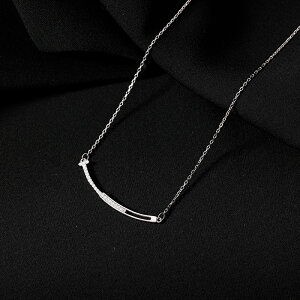 925純銀微笑項鏈女夏年新款潮鏤空甜美小眾設計感氣質鎖骨鏈