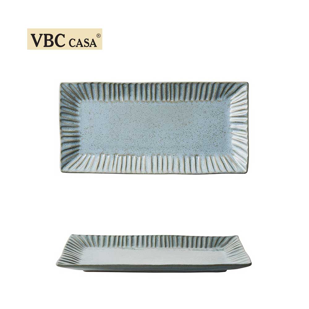 義大利 VBC casa │ 條紋系列 30.5cm大長方盤/迷霧藍