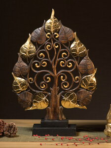 泰國泰國家居飾品玄關裝飾擺件 實木雕刻菩提樹客廳中式創意擺件