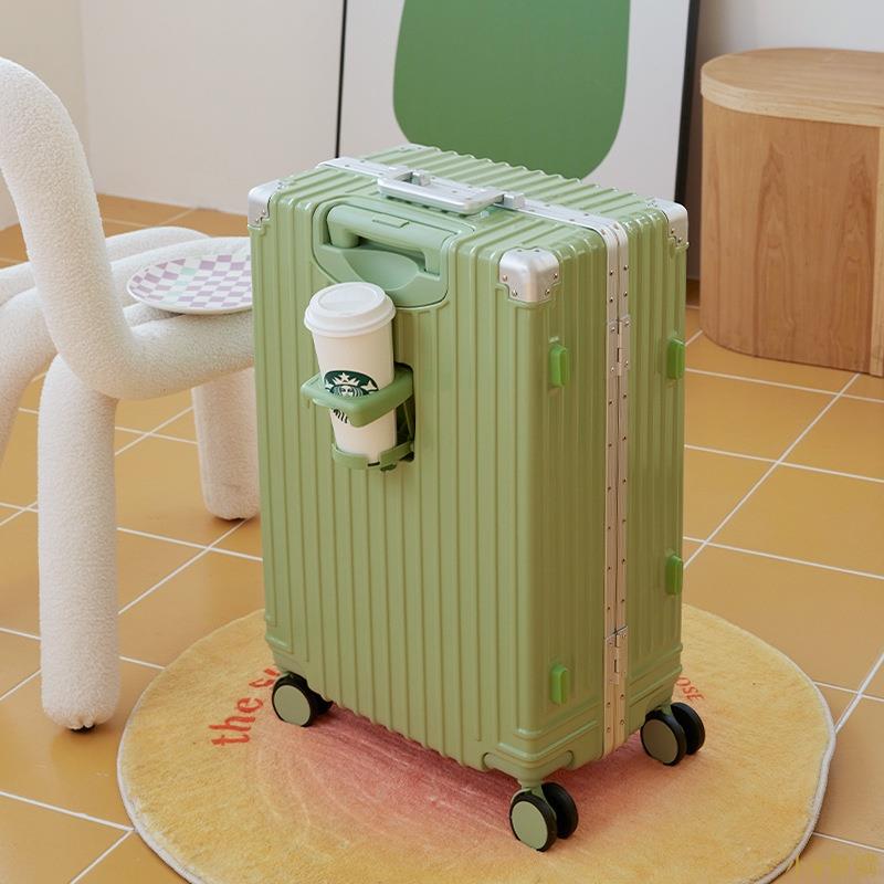 小V優購多功能鋁框款行李箱女結實加厚耐用拉桿箱男24寸旅行登機密碼硬箱