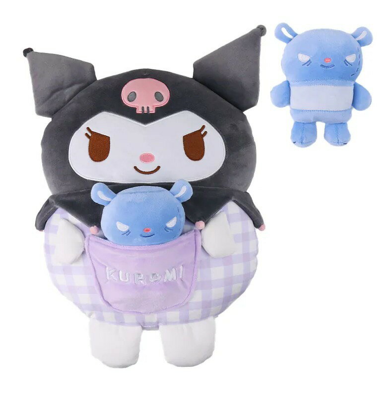 【震撼精品百貨】酷洛米_Kuromi~Sanrio 日本SANRIO三麗鷗 酷洛米絨毛造型抱枕 靠墊-格紋*87104