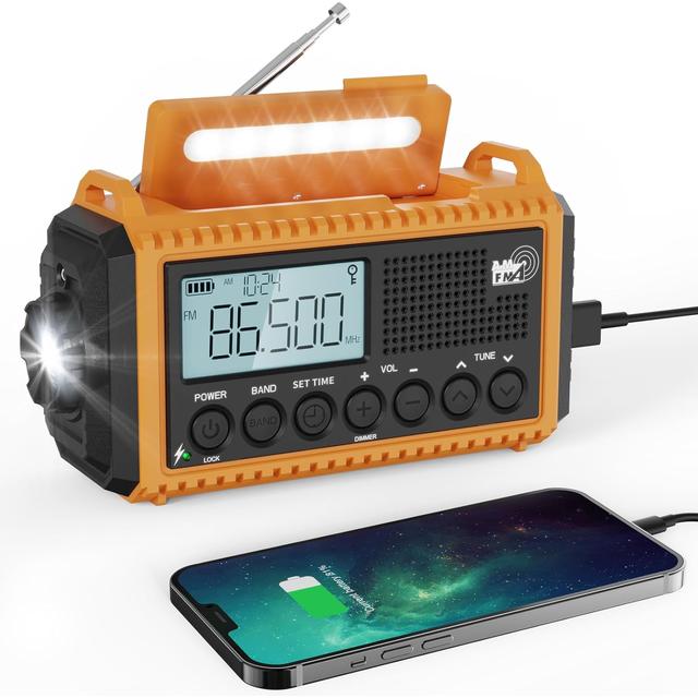 【日本代購】Mesqool 地震 停電 防災收音機 5000MAH大容量 1009PRO 橙色