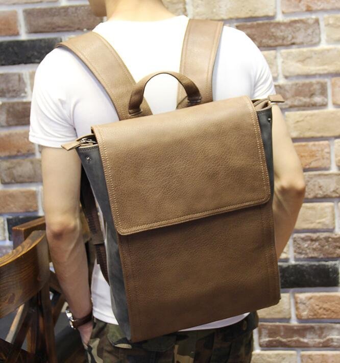 FINDSENSE Z1 韓國 時尚 潮 情侶款 皮質 休閒 旅行包 電腦包 學生包 書包 後背包 雙肩包