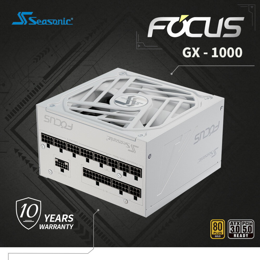【澄名影音展場】海韻 Seasonic Focus GX-1000 ATX3.0 電源供應器 金牌/全模 (白) (編號:SE-PS-FO3GXW1000)