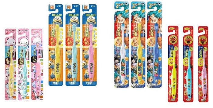 日本【Lion】卡通人物系列 兒童專用牙刷 (多年齡層選項)- 顏色隨機出貨