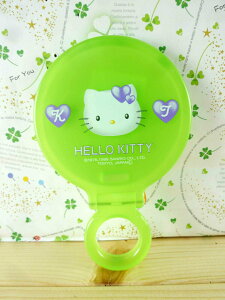 【震撼精品百貨】Hello Kitty 凱蒂貓-KITTY手拿折鏡-紫心圖案-綠色 震撼日式精品百貨