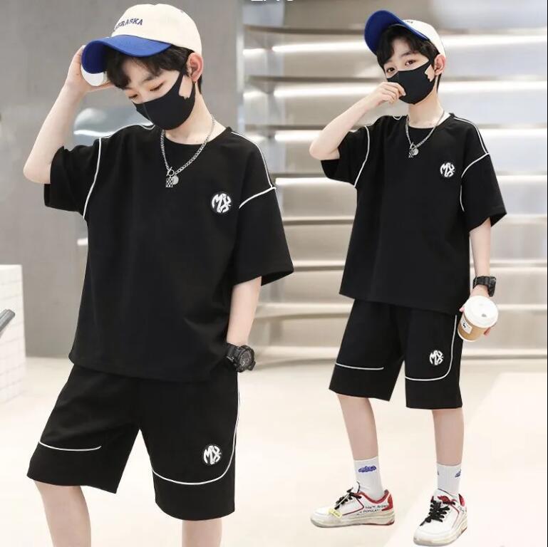 男童夏裝套裝2024新款兒童夏季痞帥潮中大童短袖男孩酷帥氣運動服【步行者戶外生活館】P