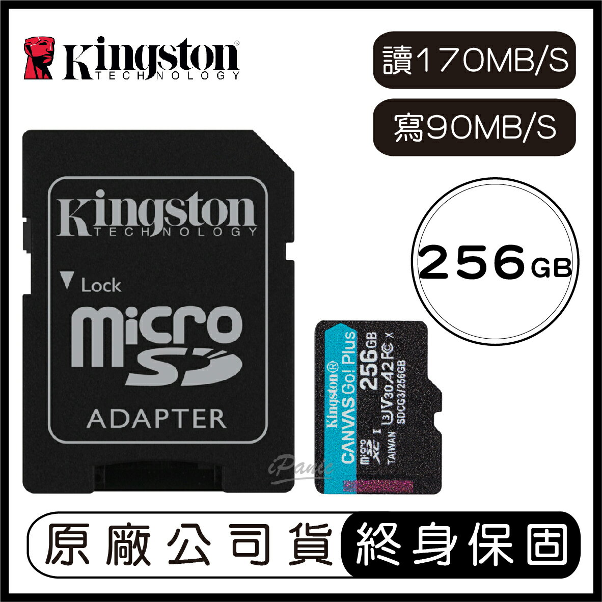 【最高22%點數】【新款附轉卡】金士頓 Kingston Canvas Go!Plus microSD 256G 讀170MBs 寫90MBs U3 V30 A2【限定樂天APP下單】