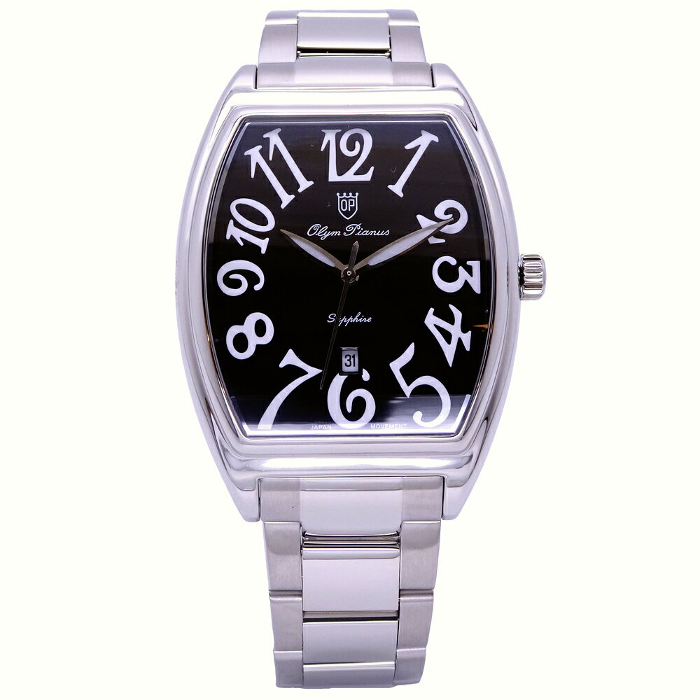 Olym Pianus 奧柏表 酒桶工藝超現代優質腕錶-37mm-銀黑-2229S