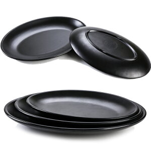 密胺橢圓形盤子黑色仿瓷餐具牛肉火鍋烤肉店燒烤菜盤魚盤塑料商用