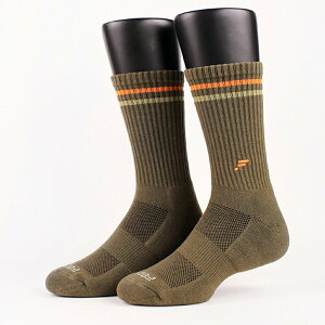 FOOTER 復古線條運動氣墊襪 除臭襪 小腿襪 運動襪 襪子 氣墊襪 黑白綠(男-K184L/XL)