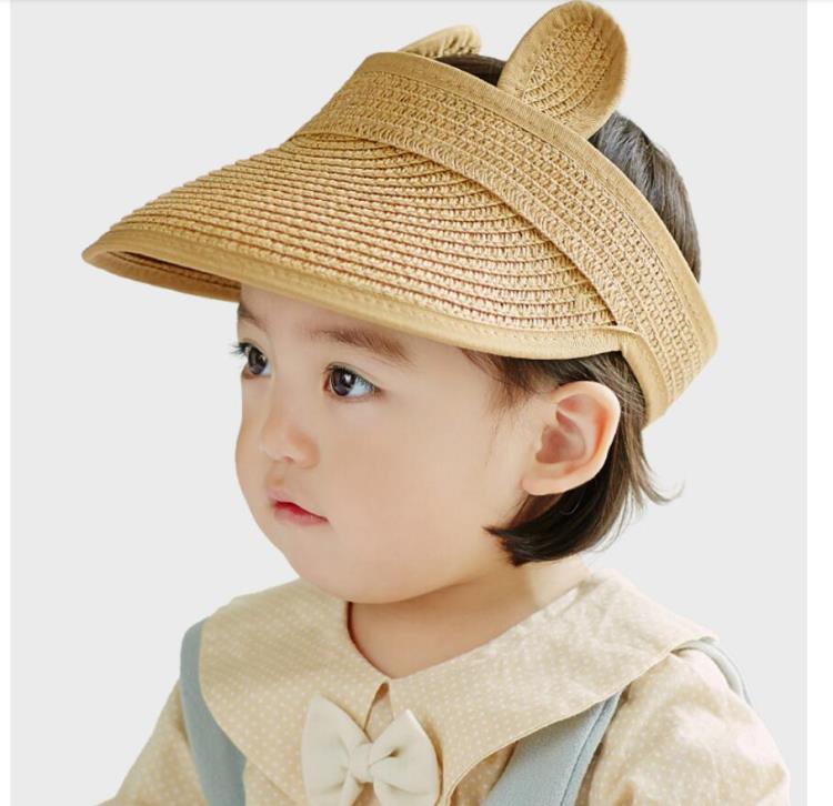嬰兒遮陽帽夏季可愛超萌男童女童草帽寶寶帽子太陽帽兒童防曬帽【摩可美家】