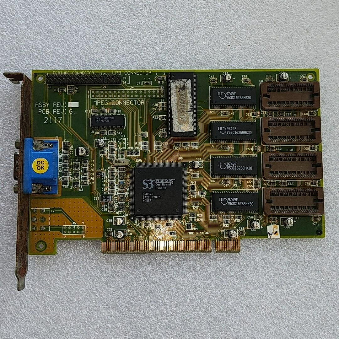 華碩PCI顯示卡 S3 ViRGE/DX 工控機老系統專用 2M視訊記憶體 正常點亮 古董電腦必備配件【微軟批發零售】