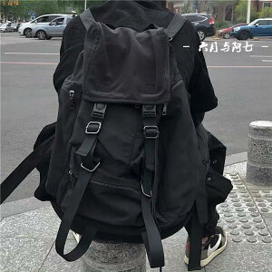 新款韓國INS街頭機能暗黑系背包雙肩包大容量潮流時尚書包旅行包
