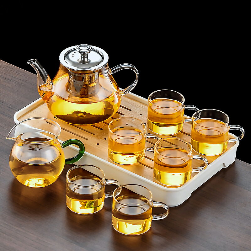 2024新款玻璃茶具套裝家用蒸煮一體泡茶壺透明功夫茶杯小套養生壺
