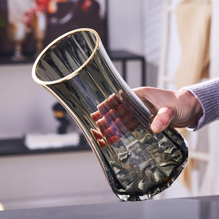 🔥居家必備🔥輕奢創意簡約原色玻璃花瓶透明水養鮮花百合北歐網紅客廳插花擺件 全館免運