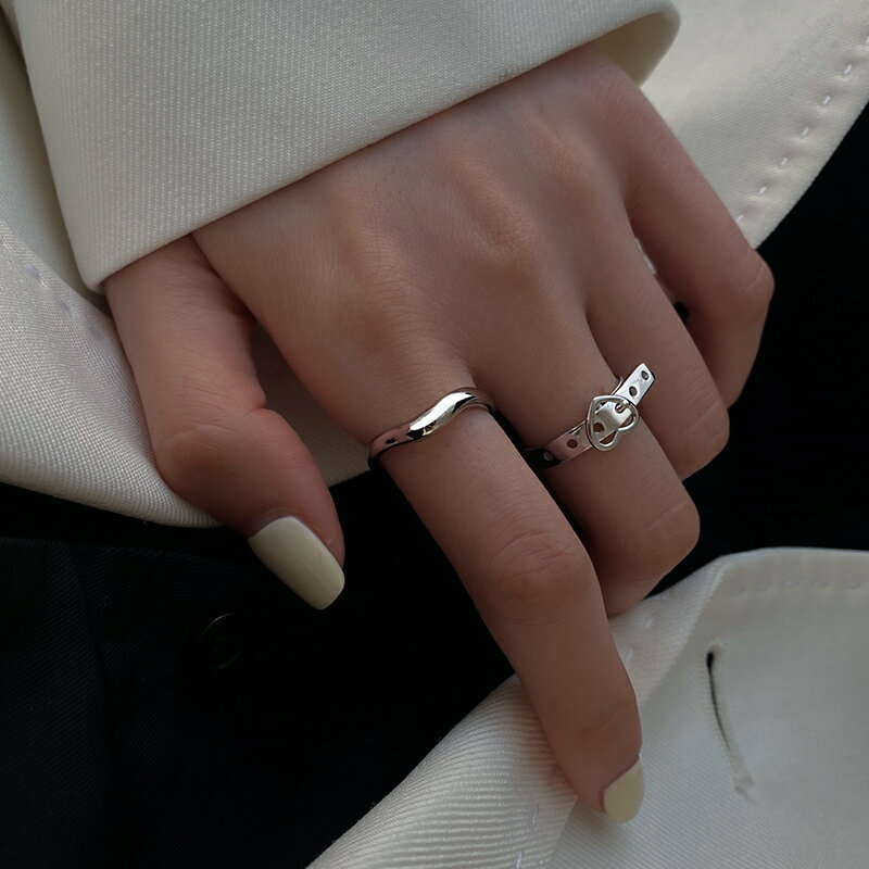 925純銀皮帶戒指女冷淡風莫比烏斯環食指戒男潮土酷個性蹦迪指環 2