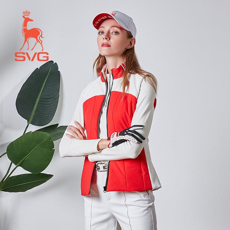 新款SVG高爾夫服裝女加熱保暖無袖馬甲背心修身女士運動棉服外套