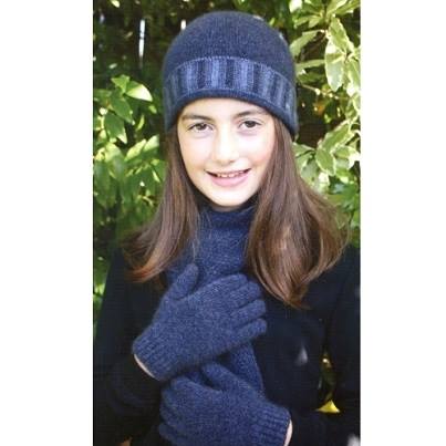 【兒童款】紐西蘭貂毛羊毛手套*超柔暖*丹寧色 1