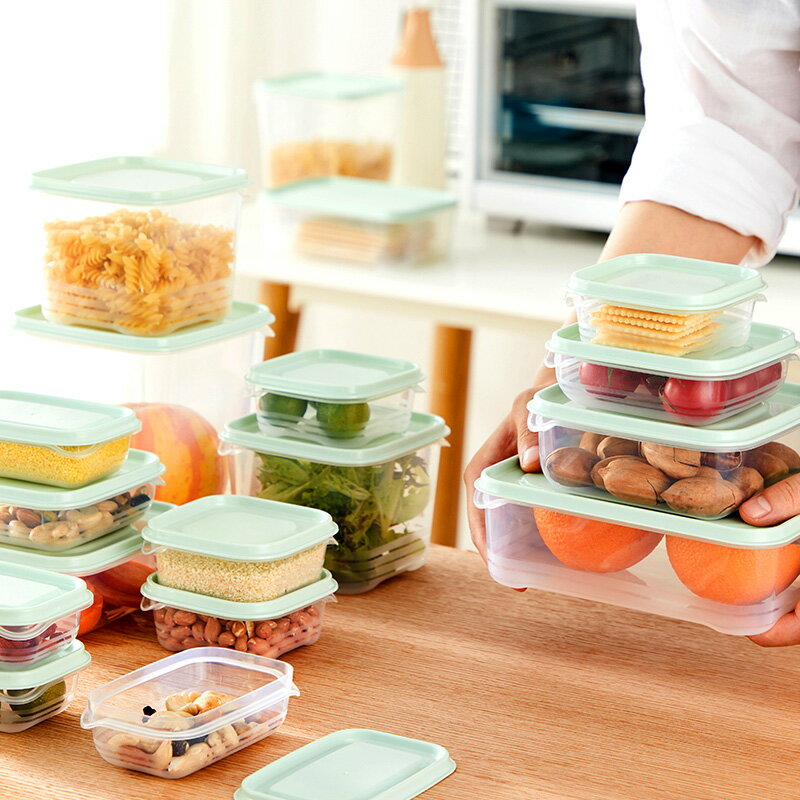 心選保鮮盒10件套冰箱冷藏帶蓋食品級微波爐飯盒雜糧收納盒