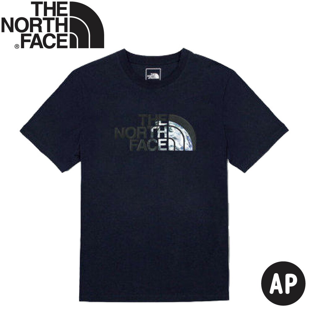 【The North Face 男 LOGO短袖棉T恤AP《海軍藍》】5JZT/排汗衣/短T/圓領短袖