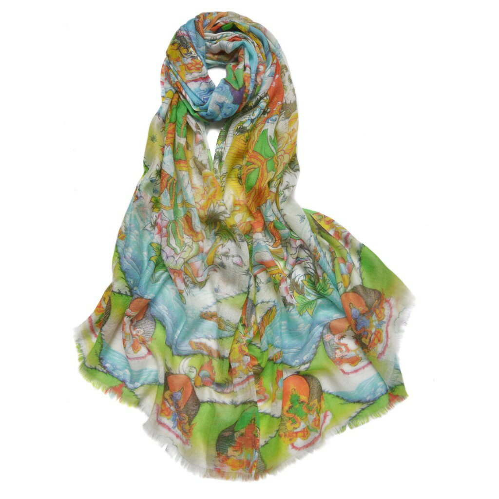 綠度母藏佛教唐卡圍巾SWC815 高端羊絨印花圍巾