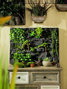 仿真綠植 假樹 仿真花擺件 創意墻面裝飾多肉植物壁飾綠色掛件DIY仿真綠植微景觀田園背景墻
