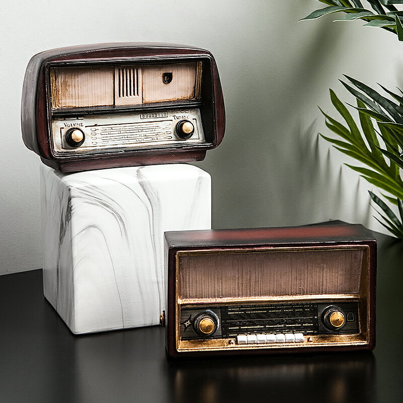 復古做舊老式收音機模型擺件創意咖啡廳奶茶店客廳書柜桌面裝飾品