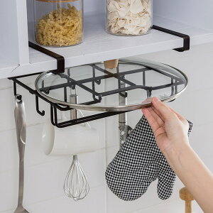 櫥柜下掛砧板架連掛鉤卡夾式廚房用品收納架鍋蓋水杯廚具掛架