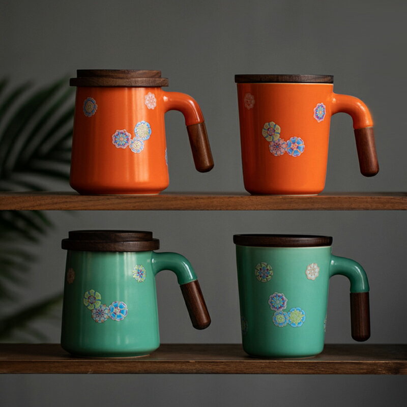 馬克杯精品簡約帶蓋帶把陶瓷水杯茶杯咖啡杯早餐杯大容量logo定製
