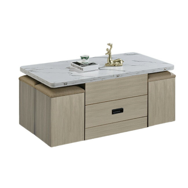 【綠家居】摩頓4尺可升降大茶几(二色可選+附贈可收納椅凳四張)