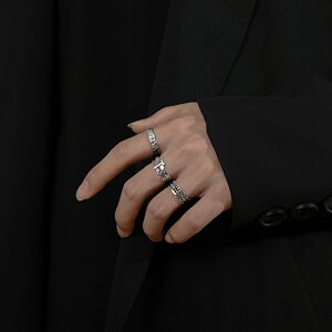 男生戒指 情侶對戒 鈦鋼戒指 925純銀單身戒指男潮高級感小眾設計潮流個性男款可調節食指戒子『JJ0076』
