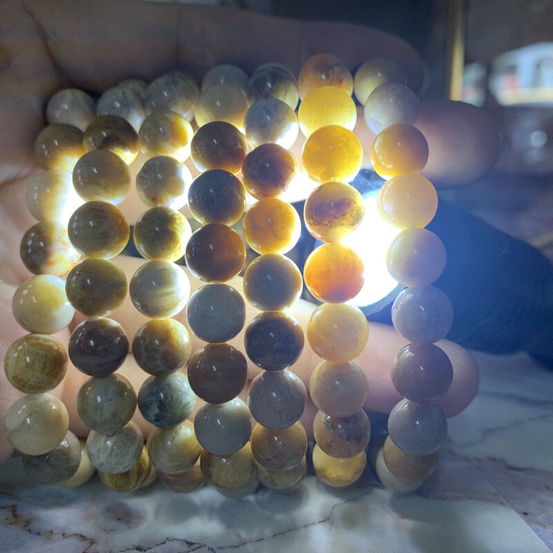 Sweet Heart 田芯開運精選 💯天然 珊瑚玉 菊花石 菊花玉 8mm 圓珠 手鍊 保證天然真品 清倉價 隨機出貨 4