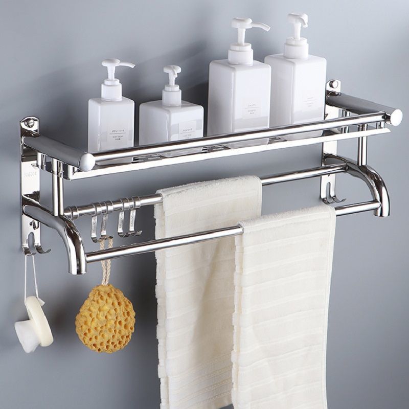 浴室置物架不銹鋼毛巾架洗手間墻上衛生間壁掛收納免打孔置物架