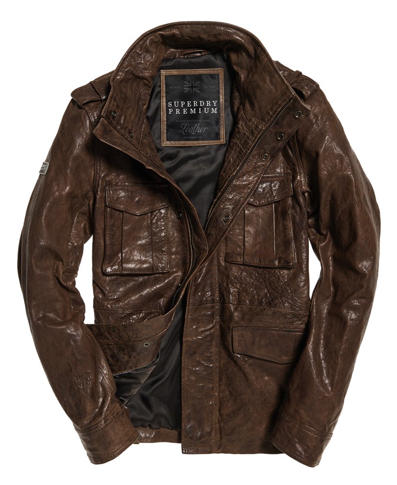 跩狗嚴選 極度乾燥 Superdry Rookie M65 軍裝 頂級羔羊皮 騎士皮衣 真皮 外套 機車夾克 復古刷色 棕 咖啡 重機 多口袋