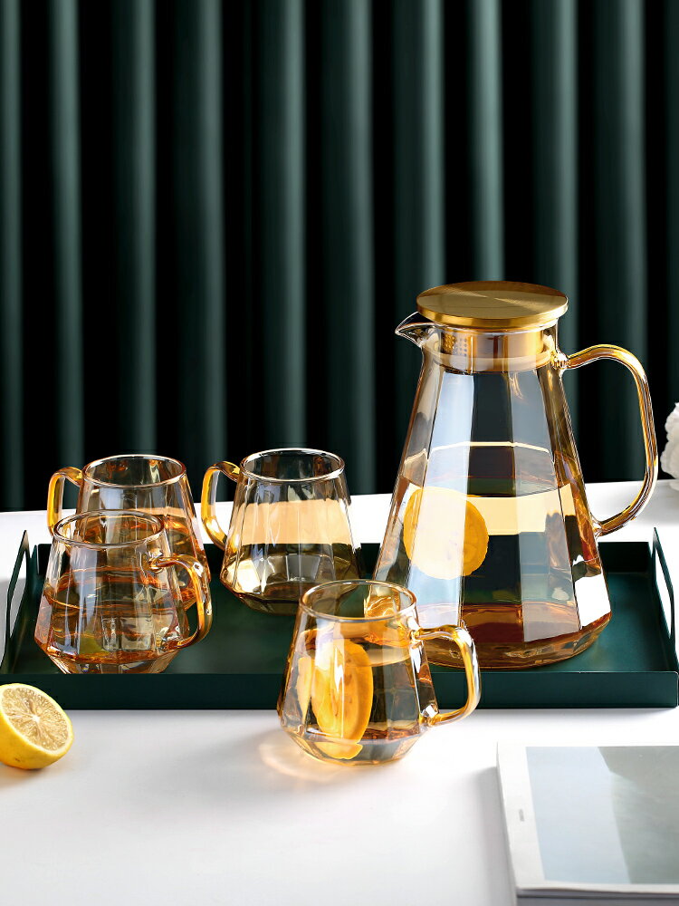 玻璃冷水壺耐高溫大容量北歐水杯創意涼白開水壺家用輕奢套裝扎壺