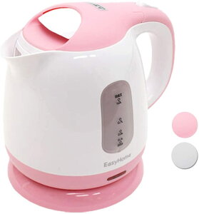 【日本代購】EasyHome 1.0L電熱水壺 防空烧功能 KTK-300-P 粉色