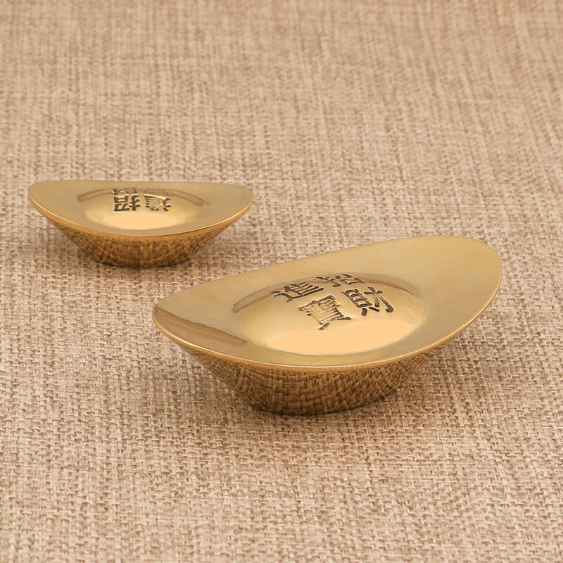 實心黃銅元寶創意擺件大號金元寶家居擺設家居工藝品禪意茶寵禮物