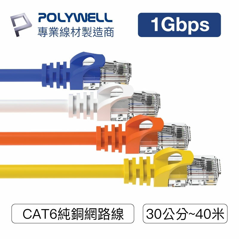 POLYWELL CAT6 高速網路線 30公分~40米 CAT.6 網路線 RJ45 福祿克認證【ZU0301】