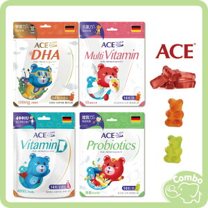 ACE 維生素Ｄ 軟Ｑ糖 / 學習力+的 DHA 軟Ｑ糖 / 益生菌 軟Ｑ糖 / 綜合維他命 機能Ｑ軟糖 14顆