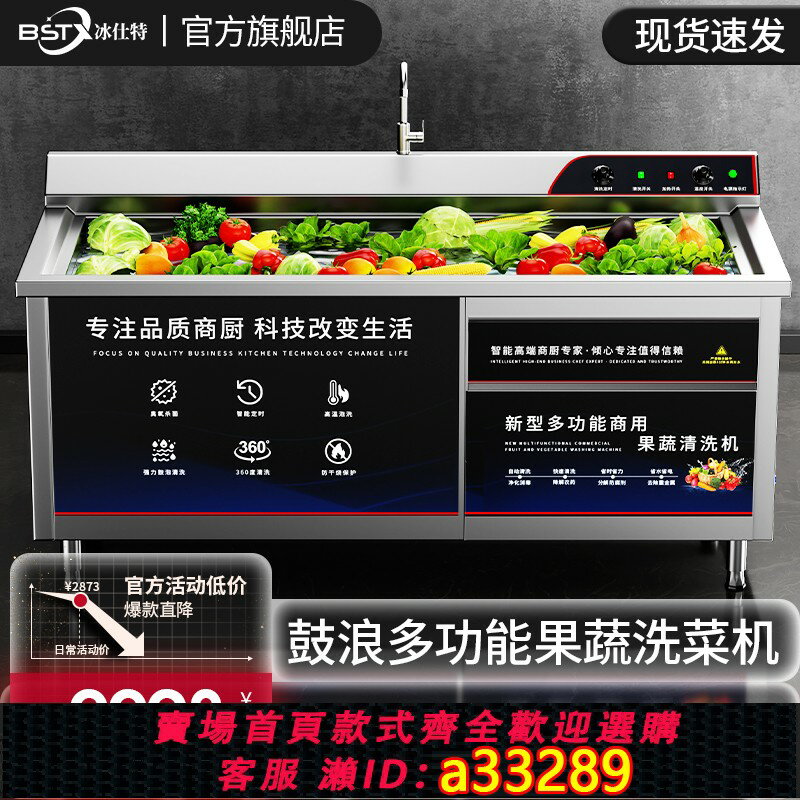 【臺灣公司 可開發票】冰仕特商用氣泡洗菜機果蔬清洗機全自動洗菜機蔬菜臭氧清洗機商用