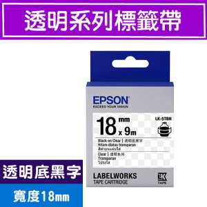 【現折$50 最高回饋3000點】EPSON LK-5TBN S655408 標籤帶(透明系列)透明底黑字18mm