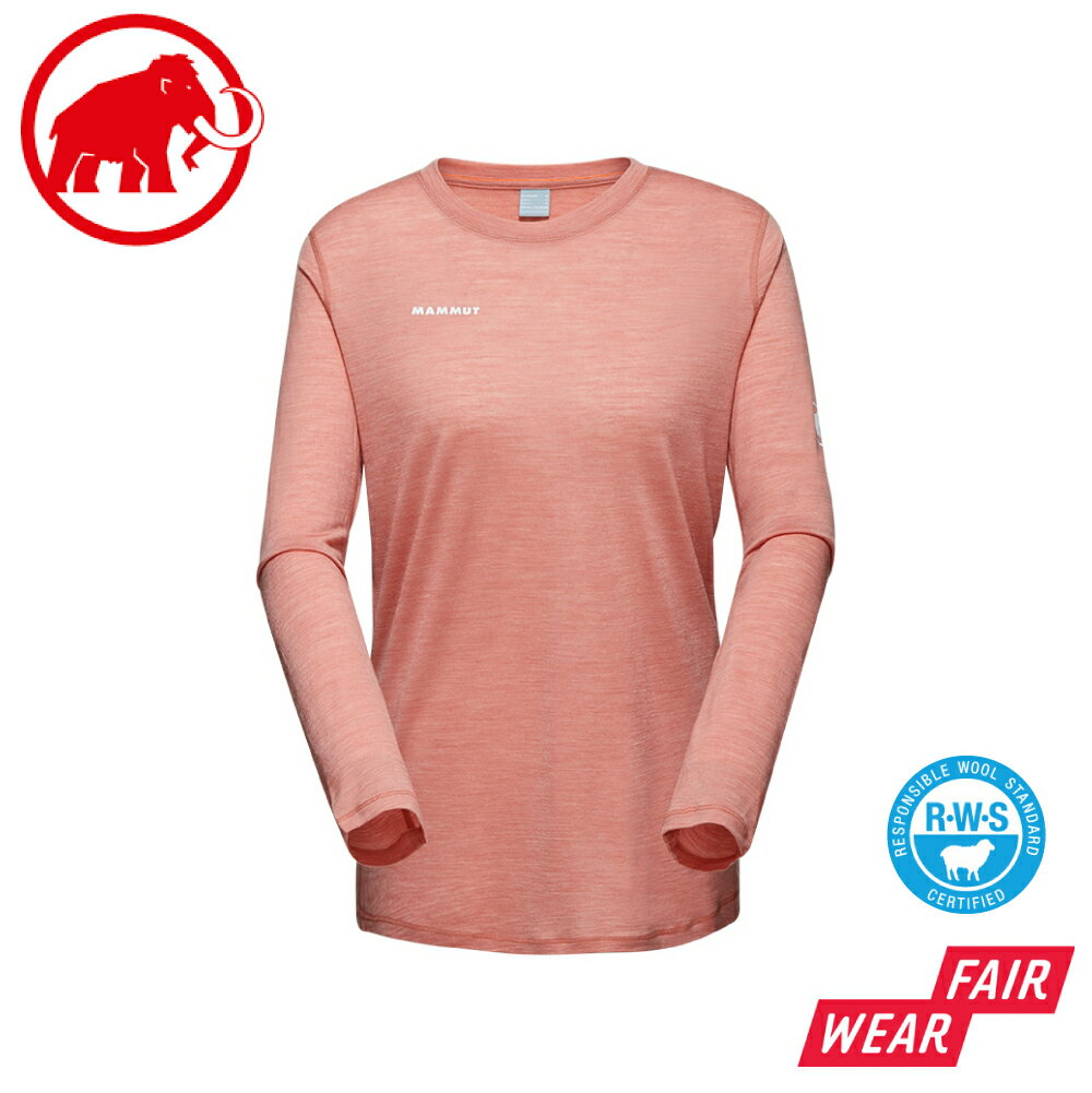 【MAMMUT 長毛象 女 Tree Wool FL LS 羊毛混紡快乾長袖T恤《石英粉》】1016-01700/內層衣
