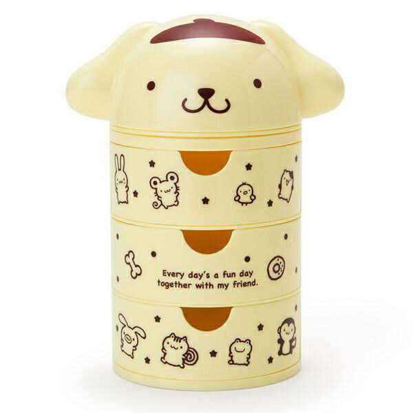 【震撼精品百貨】Pom Pom Purin 布丁狗 布丁狗桌上型三層抽屜式迷你圓型置物盒(好朋友) 震撼日式精品百貨